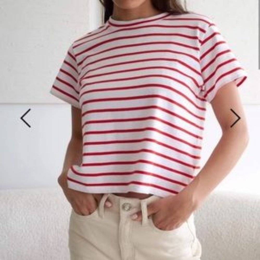 AYR SNO CONE IN HOT SAUCE tee shirt red striped tee shirt M